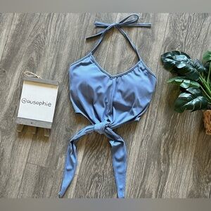 Kortni Jeane Tied-up Halter Top in blue size XS